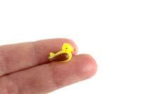 Vintage Miniature Yellow & Brown Plastic Bird Figurine