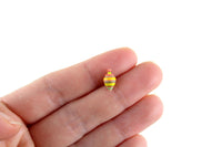 Vintage 1:12 Miniature Dollhouse Yellow Striped Toy Spinning Top