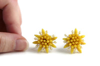 Vintage Yellow & White Celluloid Flower Screw Back Earrings