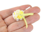 Artisan-Made Vintage 1:12 Miniature Dollhouse Yellow & White Lace Fascinator Hat with Hat Pin