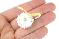 Artisan-Made Vintage 1:12 Miniature Dollhouse Yellow & White Lace Fascinator Hat with Hat Pin