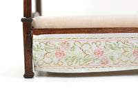 Vintage 1:12 Miniature Dollhouse Wooden Canopy Bed with Embroidered Trim