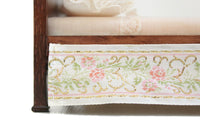 Vintage 1:12 Miniature Dollhouse Wooden Canopy Bed with Embroidered Trim