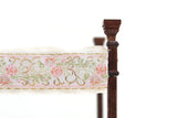 Vintage 1:12 Miniature Dollhouse Wooden Canopy Bed with Embroidered Trim