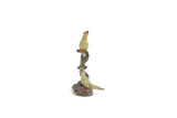 Vintage Painted Metal Pale Yellow Birds on Branches Figurine