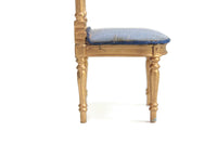 Vintage Gold 1:12 Miniature Dollhouse Dining Chair or Parlor Chair with Blue Seat