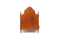 Vintage 1:12 Miniature Dollhouse Wooden Gothic-Style Bed with Purple Bedding