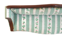 Vintage Green Striped & Floral 1:12 Miniature Dollhouse Sofa