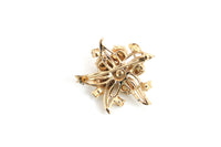 Vintage Gold & Pearl Flower-Shaped Brooch