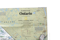 Vintage 1996 National Geographic Double-Sided Wall Map of Ontario, Canada