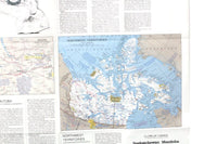 Vintage 1979 National Geographic Double-Sided Wall Map of Northwest Territories, Canada