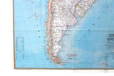 Vintage 1972 National Geographic Double-Sided Wall Map of South America