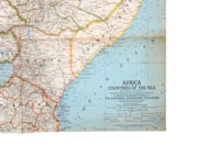 Vintage 1963 National Geographic One-Sided Wall Map of Africa Countries of the Nile