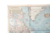 Vintage 1955 National Geographic Wall Map of the Atlantic Ocean