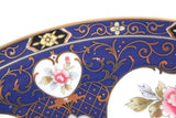 Vintage Blue & Pink Bird Print Porcelain China Serving Platter or Tray