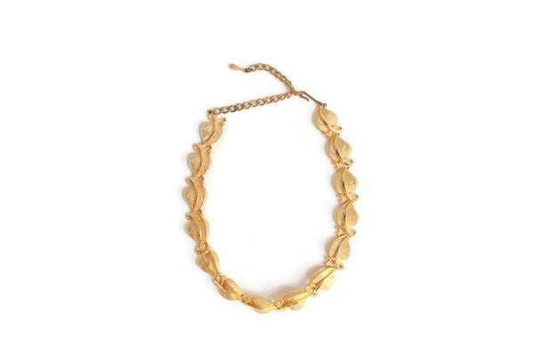 Vintage Gold Leaf Choker Necklace