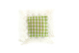 Vintage 1:12 Miniature Dollhouse Green & White Gingham Lace Trim Throw Pillow