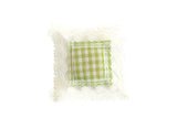 Vintage 1:12 Miniature Dollhouse Green & White Gingham Lace Trim Throw Pillow