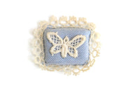 Vintage 1:12 Miniature Dollhouse Blue Butterfly Throw Pillow