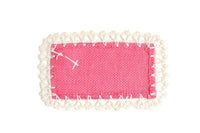Vintage Miniature Dollhouse Pink & White Rug with Floral Accent