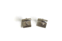 Vintage Square Striped Black & Silver Cuff Links