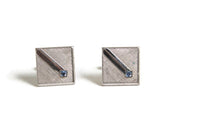 Vintage Square Blue & Silver Cuff Links