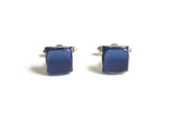 Vintage Square Blue Polished Stone & Silver Cuff Links