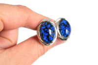 Vintage Silver & Cobalt Blue Polished Stone Cuff Links