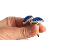 Vintage Silver & Cobalt Blue Polished Stone Cuff Links