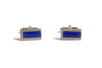 Vintage Cobalt Blue & Silver Cuff Links