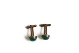 Vintage Round Green & Gold Cuff Links