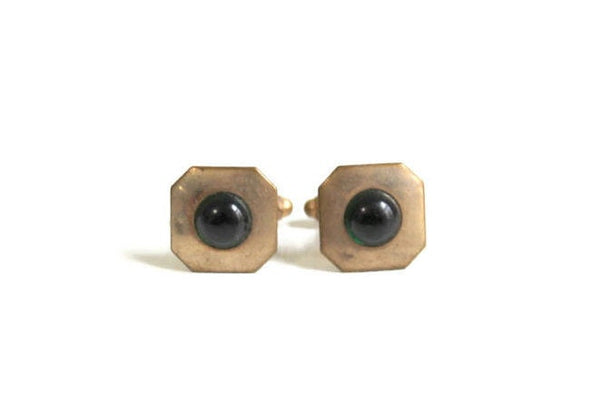 Vintage Green & Gold Cuff Links