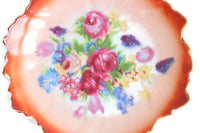 Vintage Orange Leaf Floral Porcelain Ring Dish