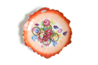 Vintage Orange Leaf Floral Porcelain Ring Dish