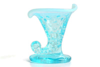 Vintage Fenton Aqua Blue Opalescent Hobnail Cornucopia Candle Holder or Vase