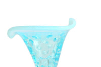 Vintage Fenton Aqua Blue Opalescent Hobnail Cornucopia Candle Holder or Vase