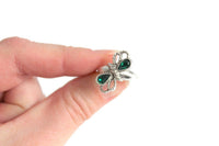 Vintage Silver & Green Rhinestone Adjustable Ring