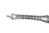 Vintage Signed Weiss Blue Rhinestone & Silver Bracelet