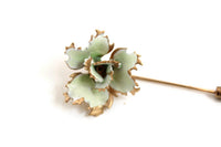 Vintage Green Flower Stick Pin or Lapel Pin