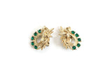 Vintage Emerald Green & Gold Rhinestone Clip-On Earrings