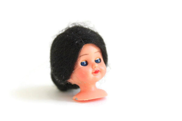 Vintage Brunette Plastic Doll Head or Hat Display