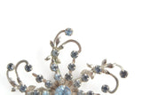 Vintage Large Blue Rhinestone Flower Brooch