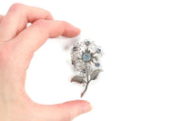 Vintage Blue Rhinestone Daisy Flower Brooch