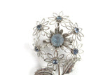 Vintage Blue Rhinestone Daisy Flower Brooch