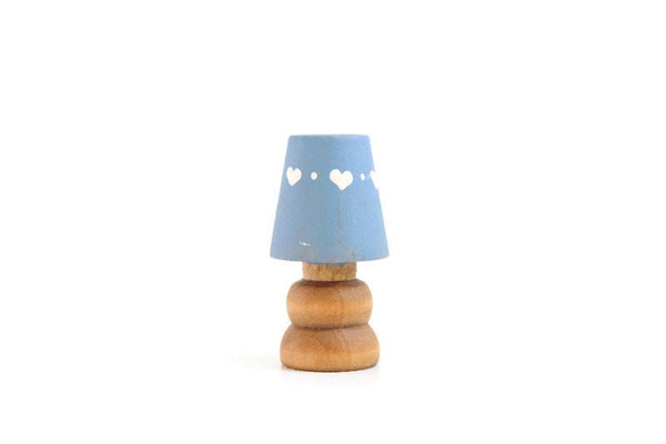 Vintage 1:12 Miniature Dollhouse Wooden & Blue Painted Table Lamp