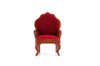 Vintage 1:12 Miniature Dollhouse Red Velvet Armchair