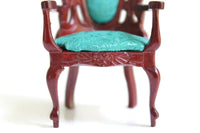 Vintage 1:12 Miniature Dollhouse Green Parlor Chair