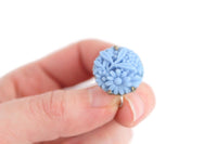 Vintage Blue Celluloid Flower Screw-Back Earrings