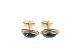 Vintage Gold & Blue Striped Fish Cuff Links