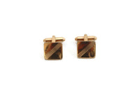 Vintage Gold Square Striped Cuff Links